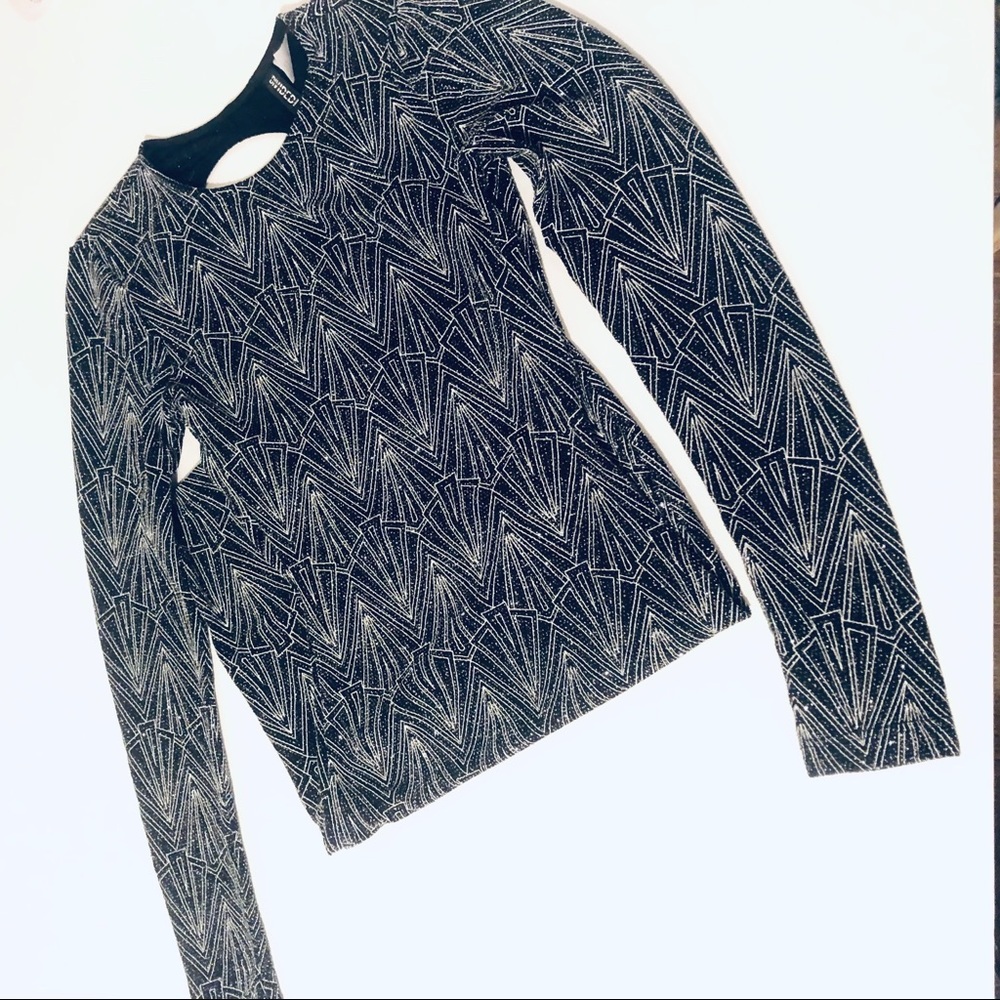 NWOT H&M BLACK GLITTER PATTERN BODYCON DRESS - Picture 3 of 9